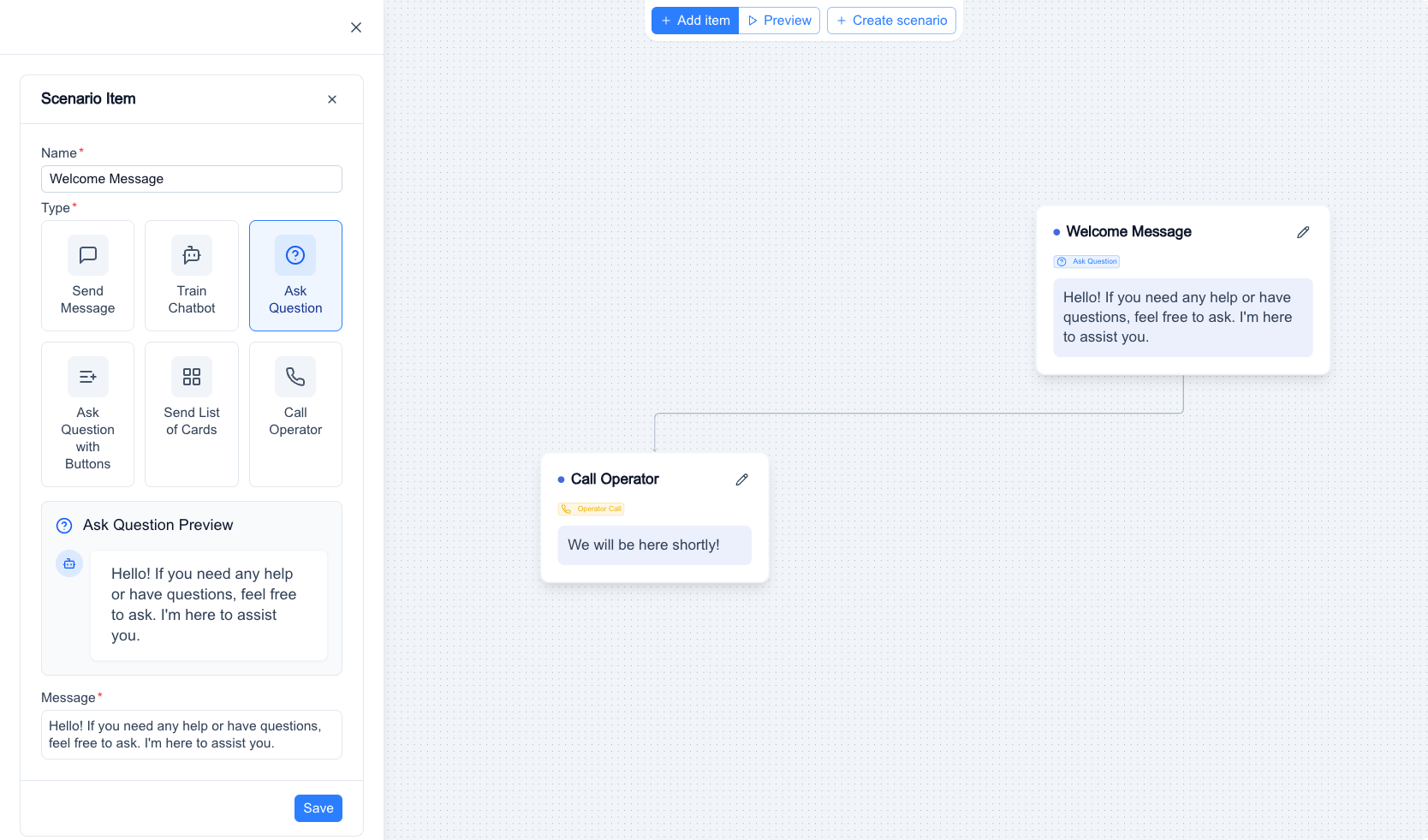 Custom Chat Flow Builder